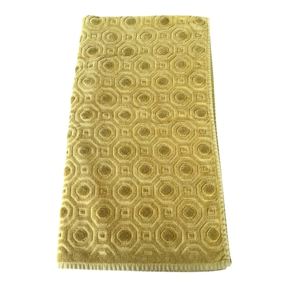 Y2K Wellesley Manor Geometric Sculpted Bath Towel Gold Green MCM Vibes Brazil - Picture 3 of 11